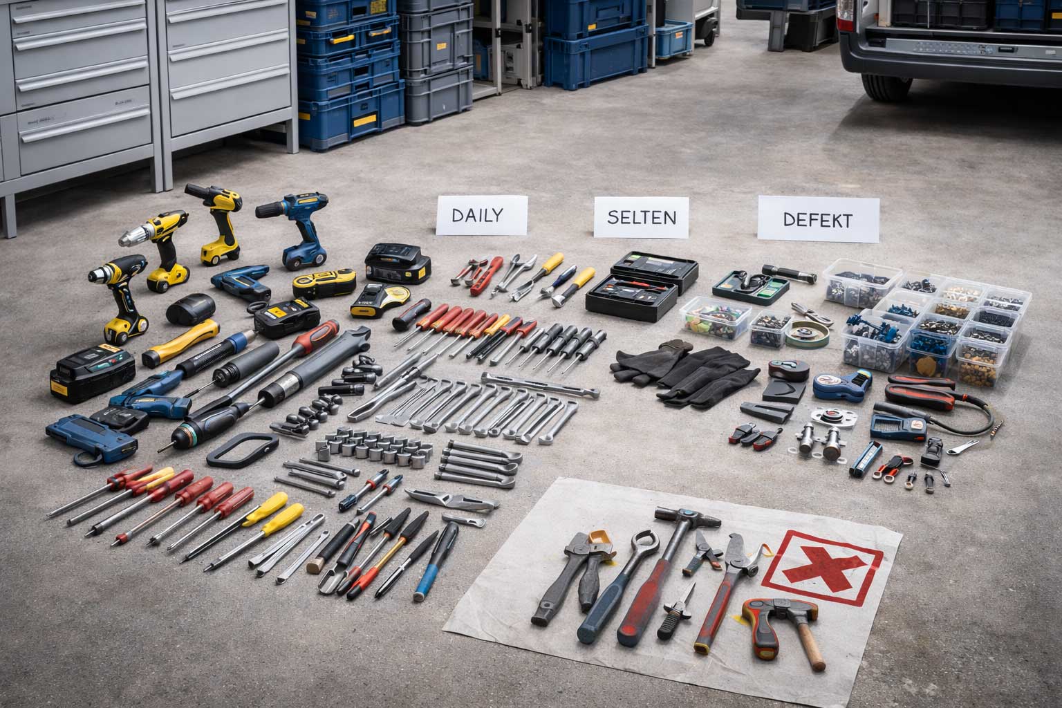 Bestandsaufnahme von Werkzeugen als Grundlage für Organisation
