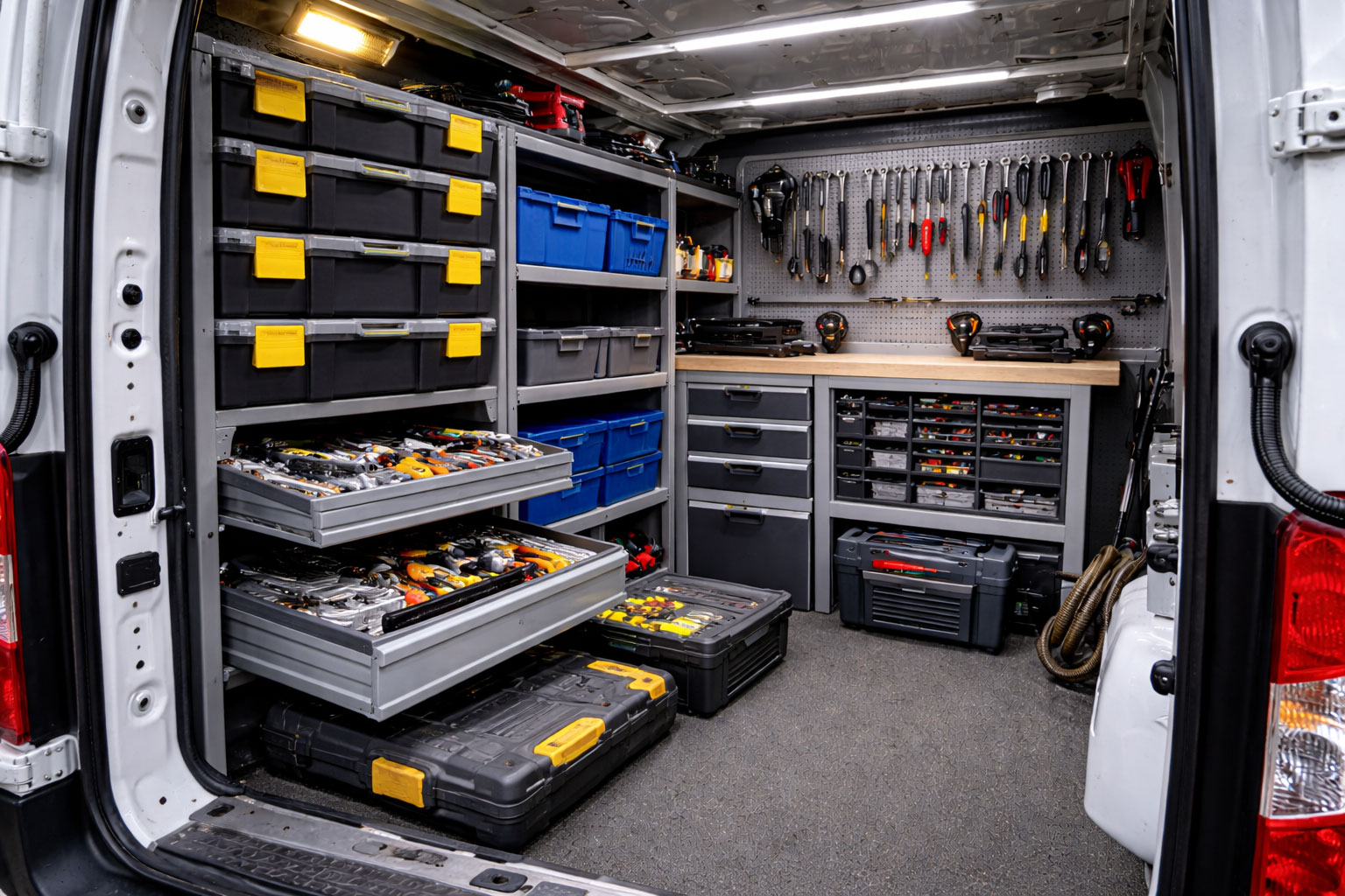 Modulare Werkstattmodule im Transporter