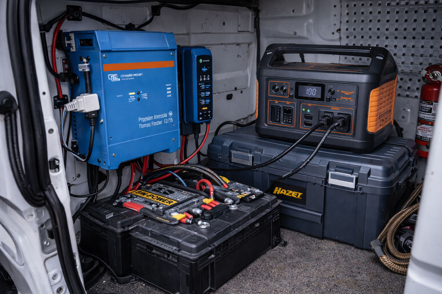 Inverter und Akkuanlage im Servicefahrzeug