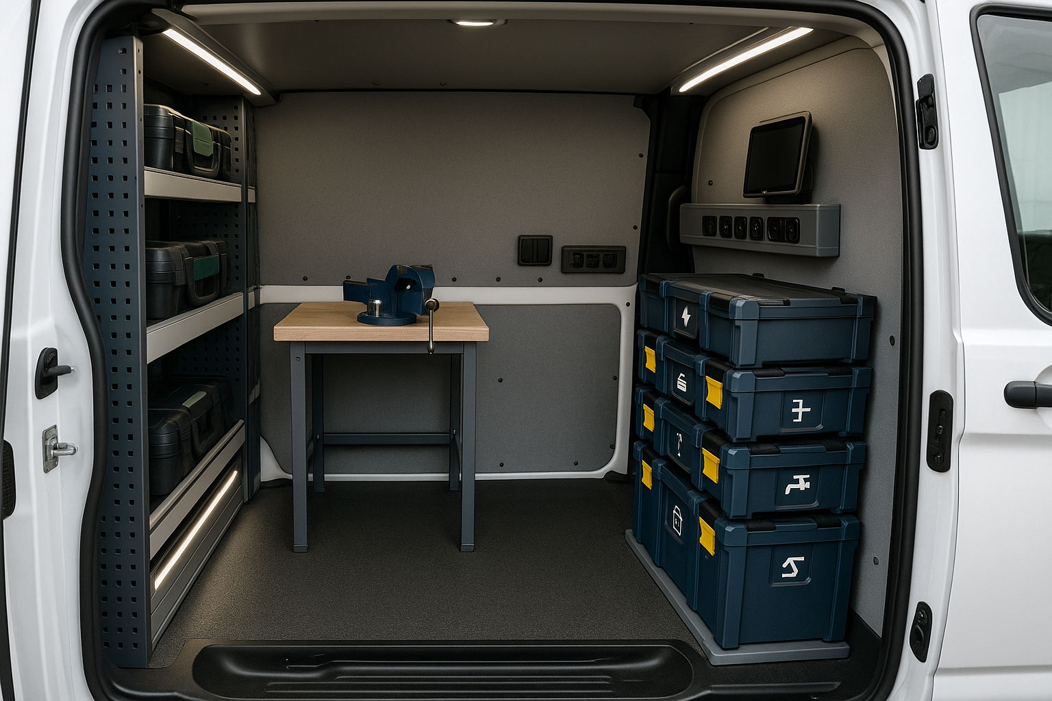 Praxisbeispiel: kompakt ausgebaute mobile Werkstatt im Transporter