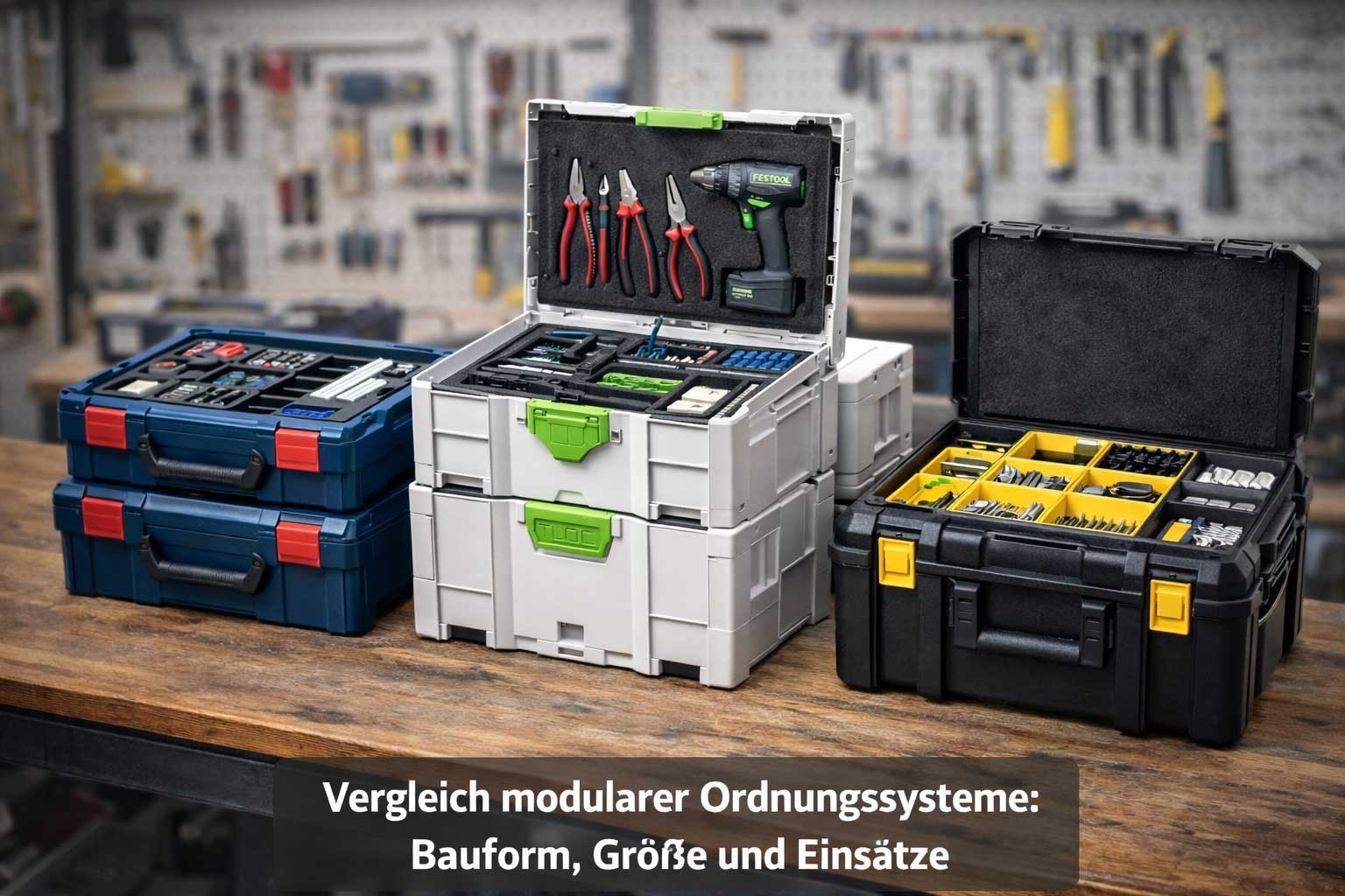 Kompatible modulare Werkzeugboxen verschiedener Hersteller