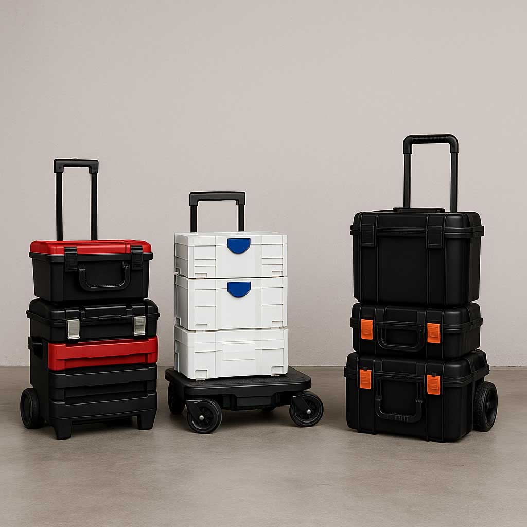 Mobile Werkzeugtrolleys und Rollkoffer im Vergleich