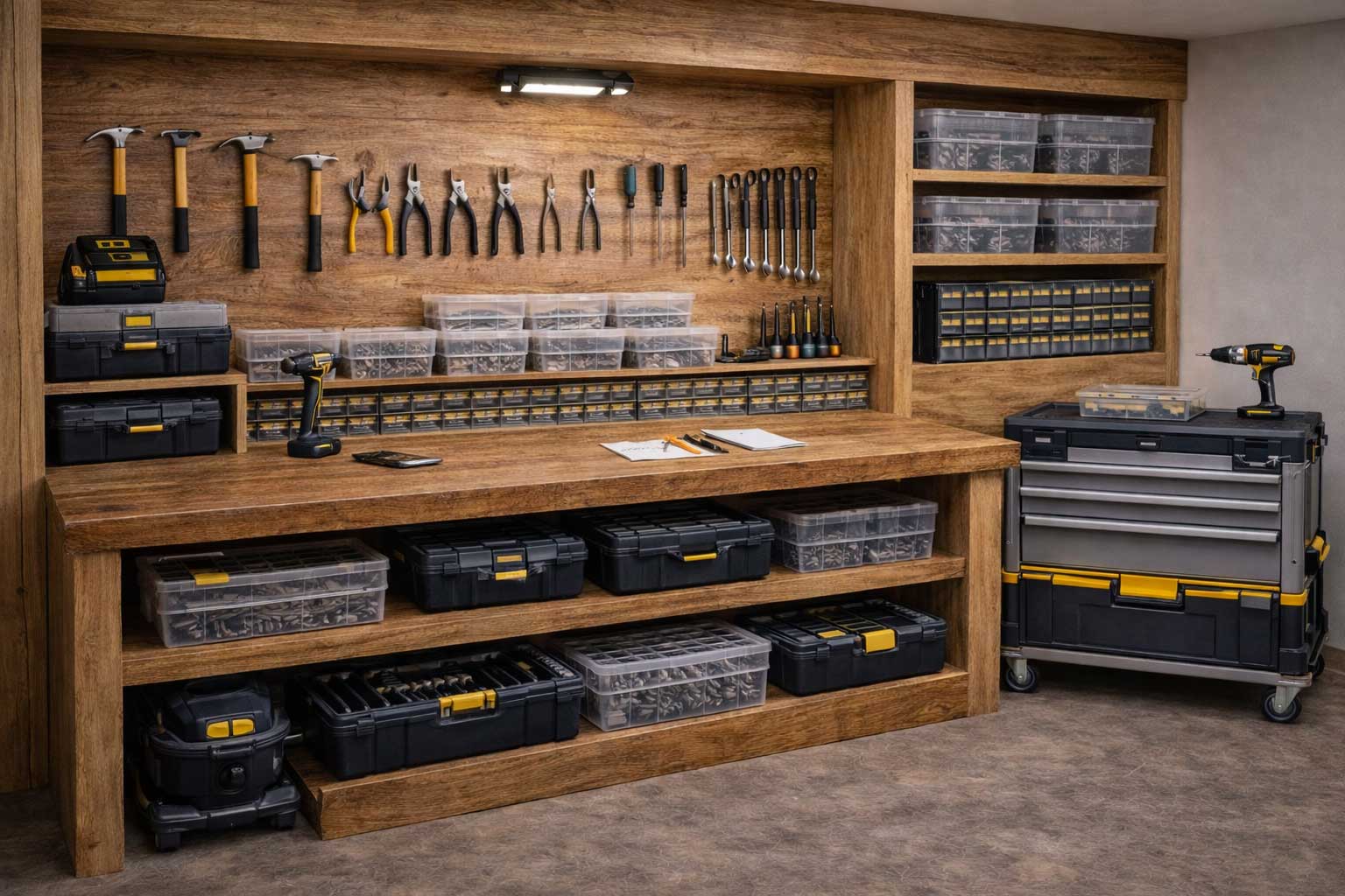 Übersichtlich geplante Werkstatt mit dauerhaft strukturierter Ordnung