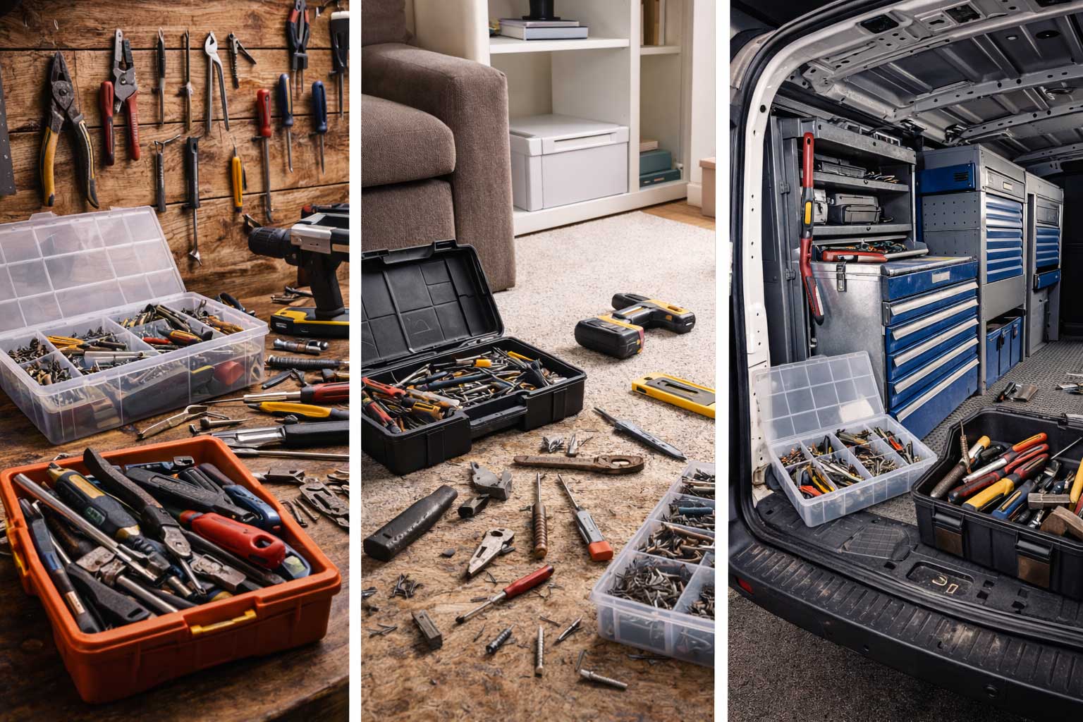 Werkzeug-Aufbewahrung ohne Anpassung an Werkstatt, Zuhause oder mobilen Einsatz