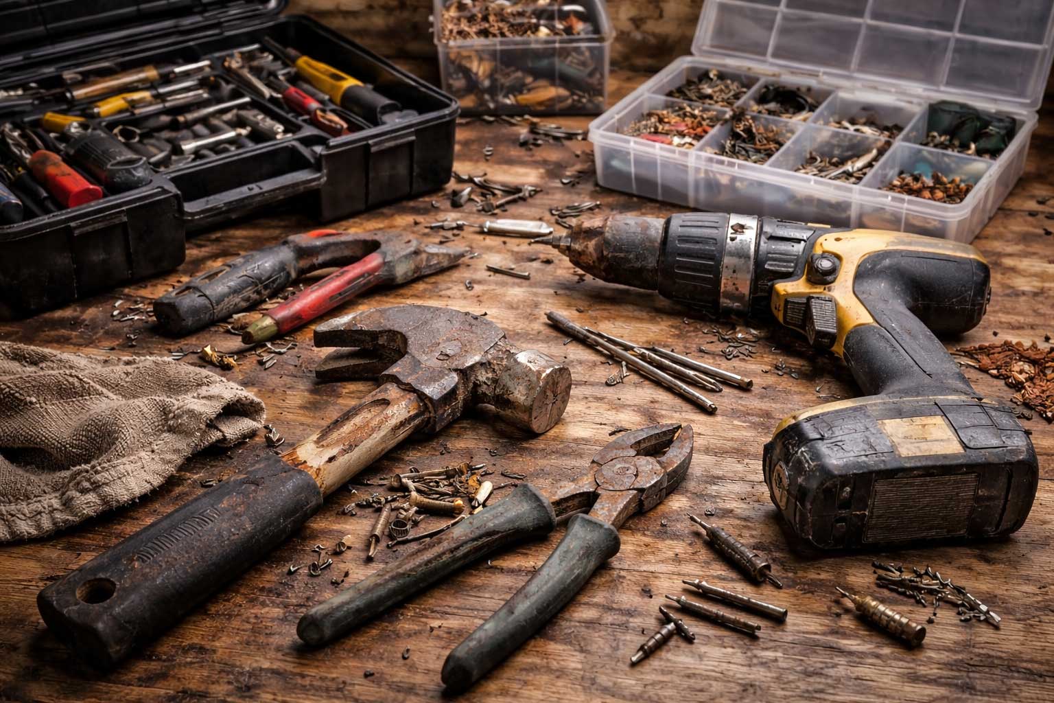 Beschädigte Werkzeuge durch falsche Lagerung und fehlende Ordnung