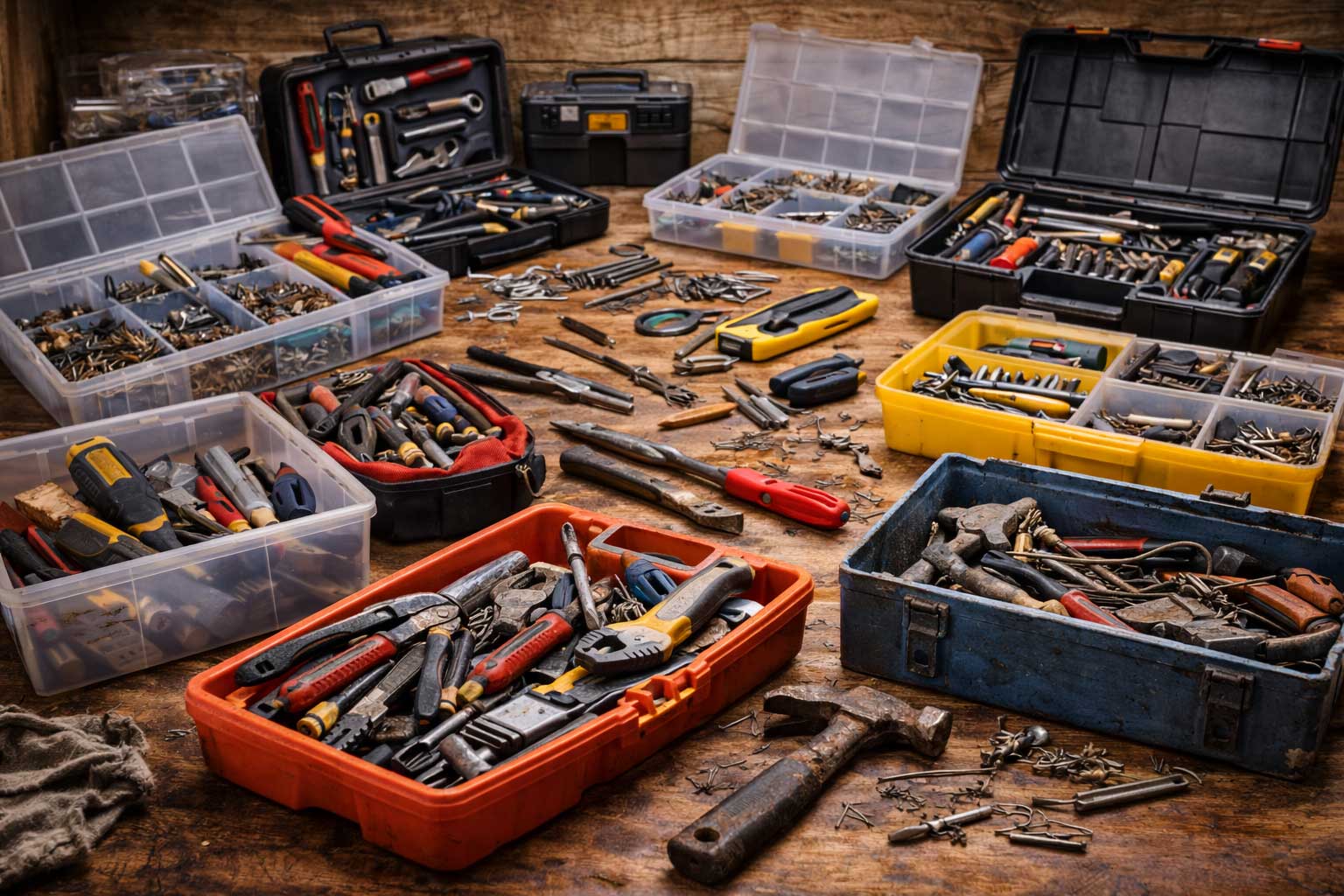 Unterschiedliche Werkzeug-Boxen und Systeme ohne einheitliche Struktur