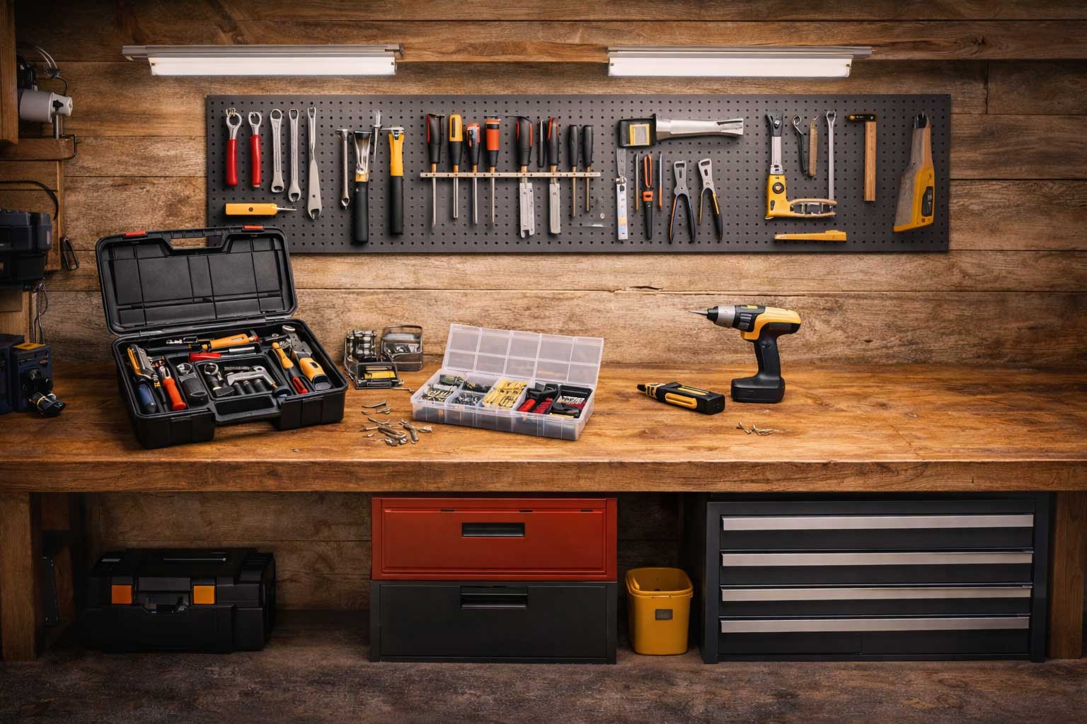 Aufgeräumter Arbeitsbereich mit dauerhaft strukturierter Werkzeug-Organisation