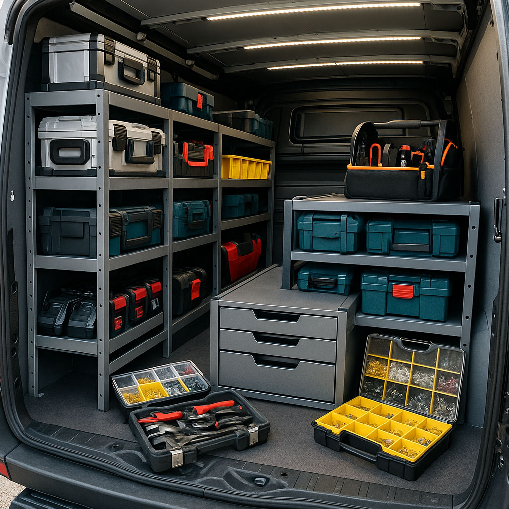 Fahrzeug mit perfekt organisiertem Werkzeugsystem