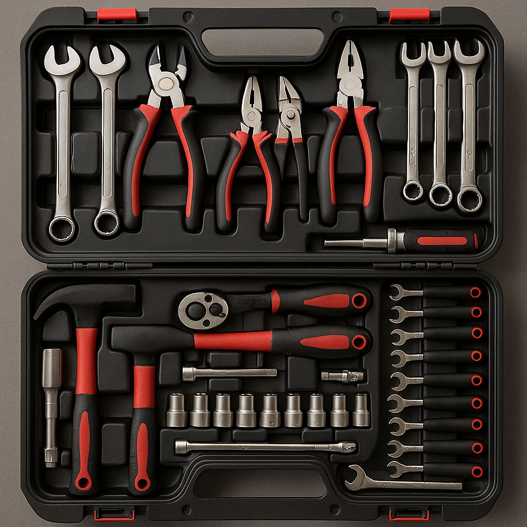 Handwerkzeuge organisiert im Koffer