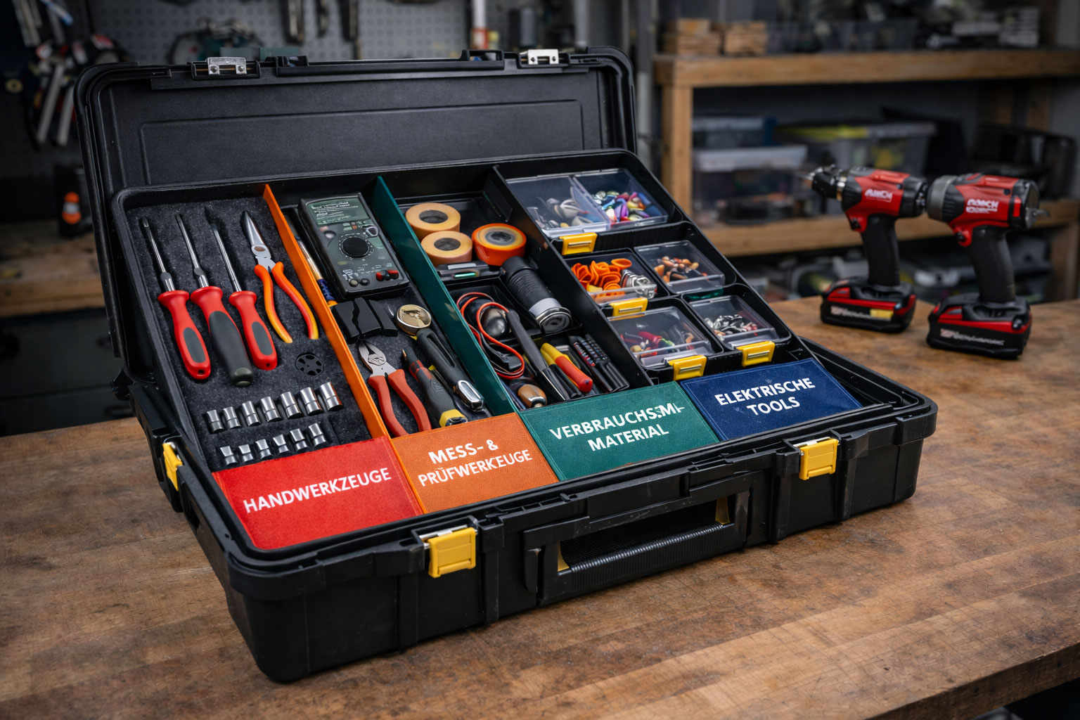 Neu aufgebauter Werkzeugkoffer im realen Einsatz