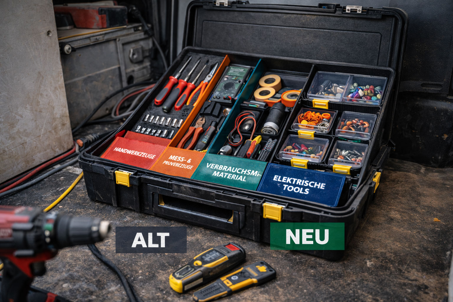 Werkzeugkoffer mit klar getrennten Zonen