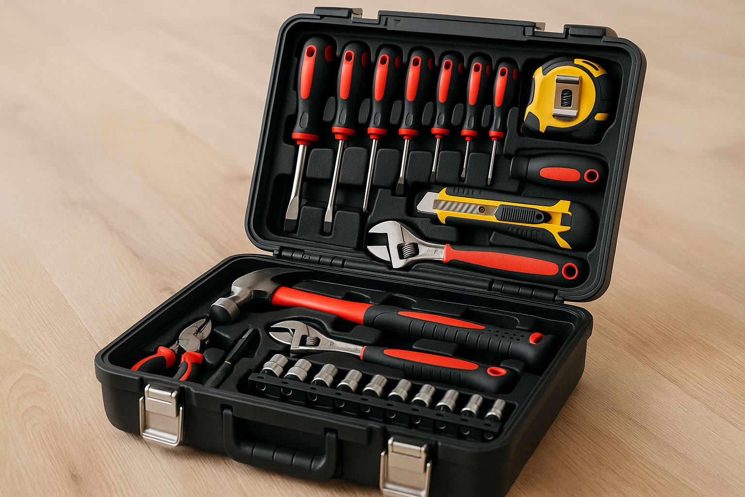 Bestückter Werkzeugkoffer als Beispiel für Sortierung