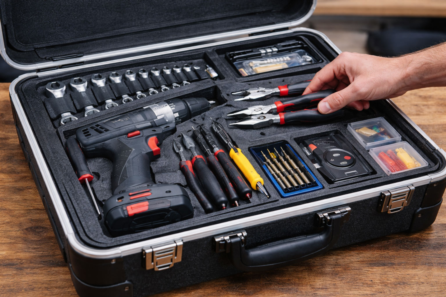 Schaumeinlage mit passgenauen Werkzeugausschnitten