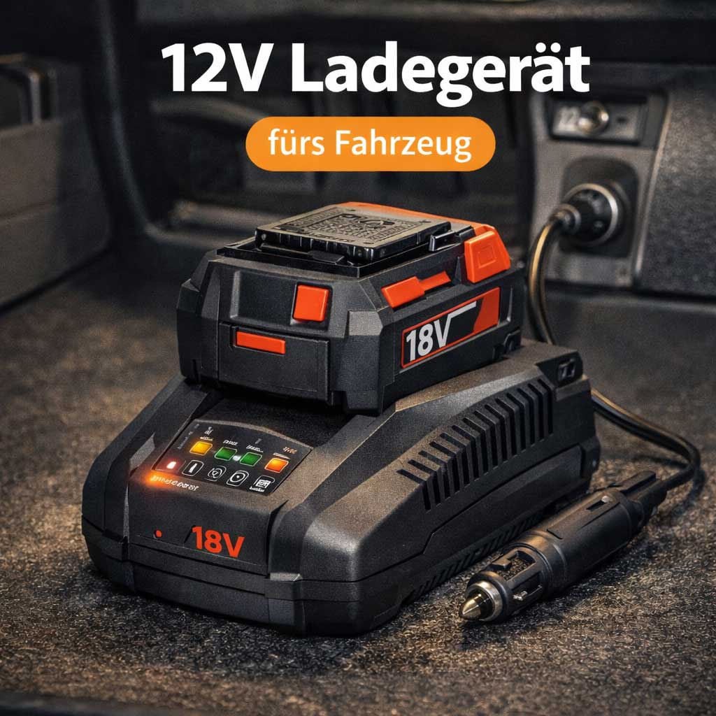 12V Ladegerät für Akkuwerkzeuge im Fahrzeug