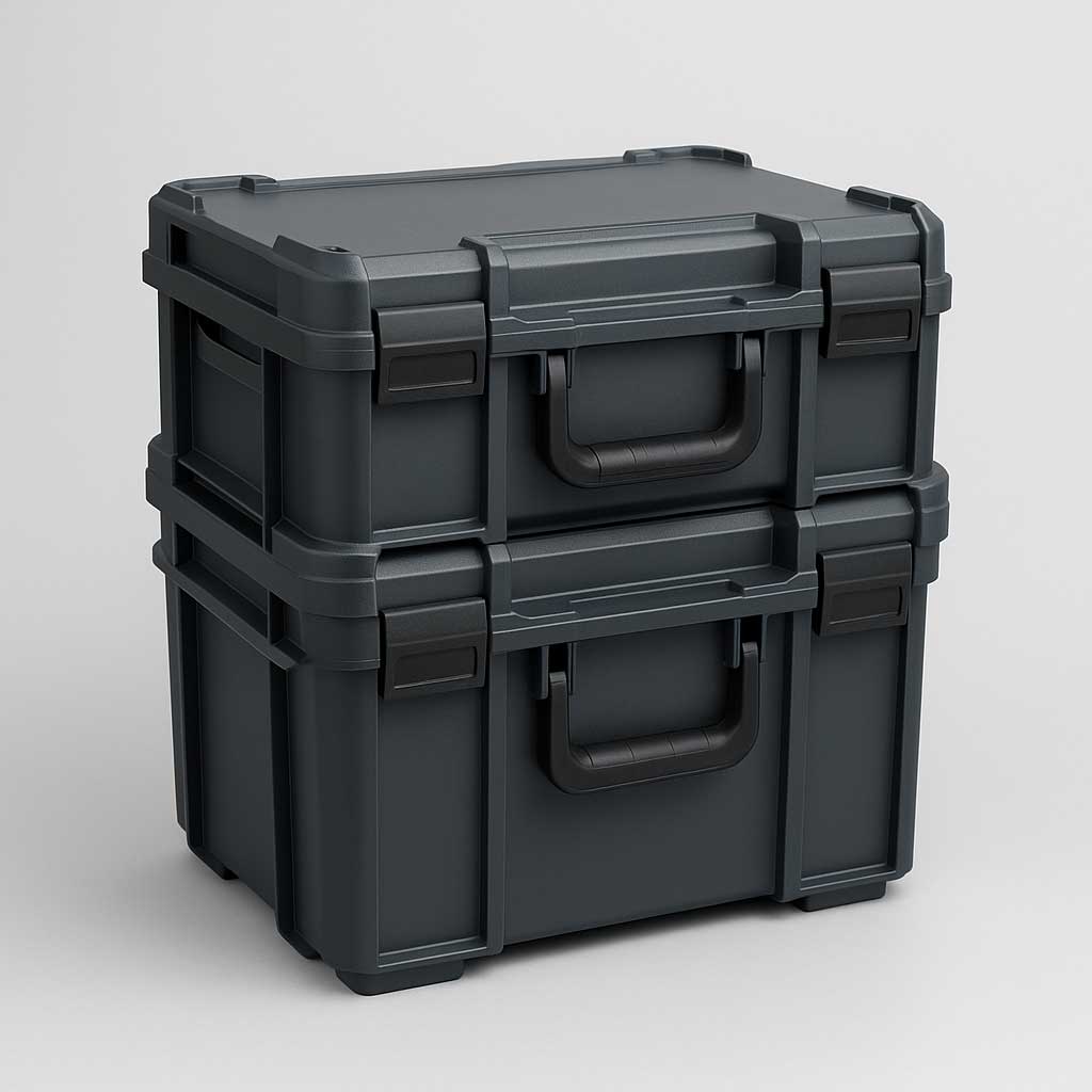 Stapelbare Kunststoff-Transportbox mit Deckel