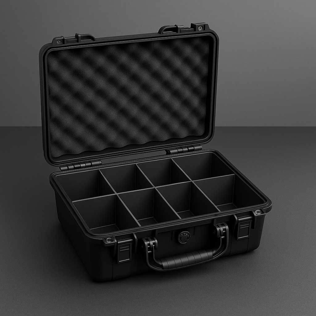 Leerer Werkzeugkoffer aus robustem Kunststoff