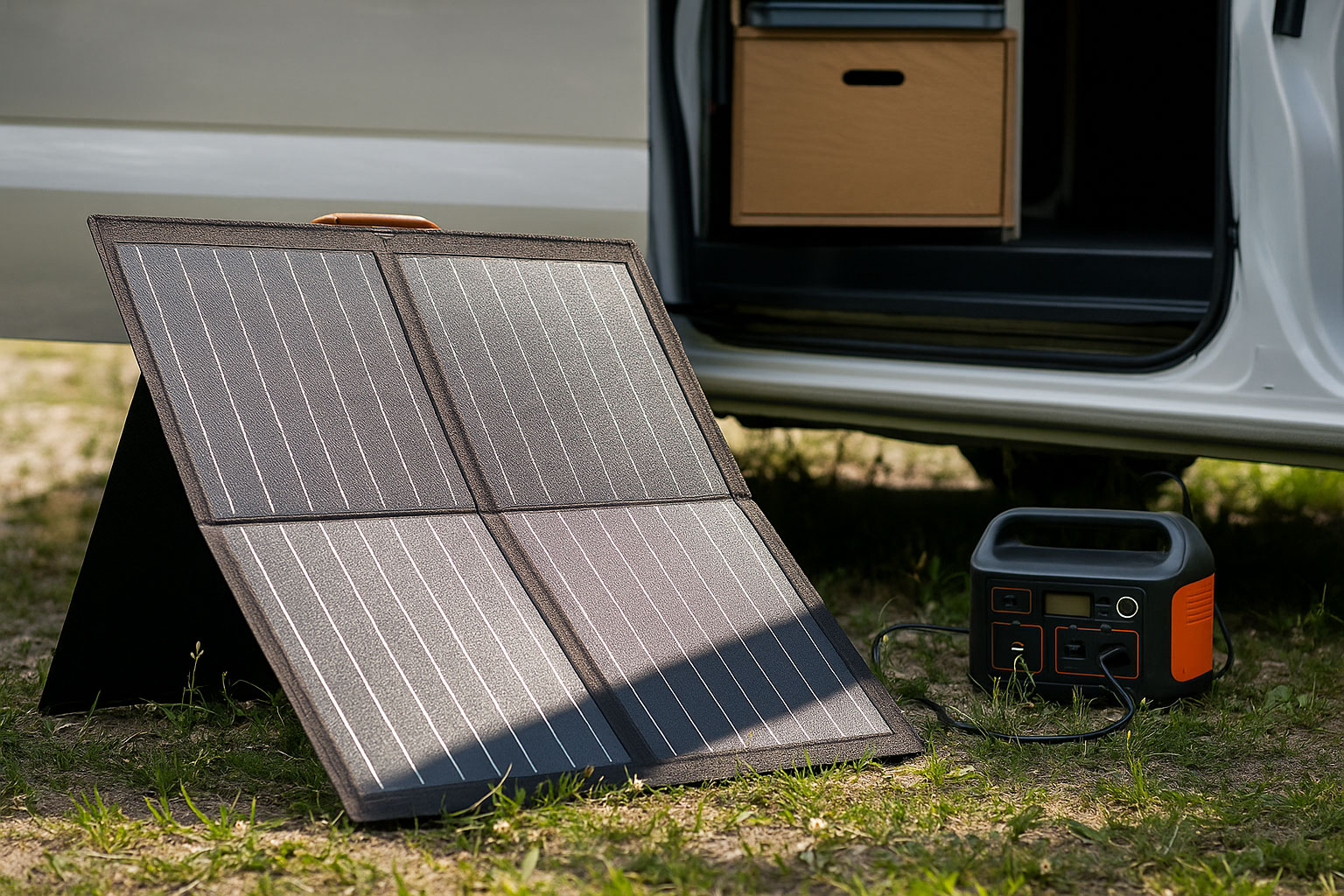 Tragbares Solarpanel für mobile Werkstatt
